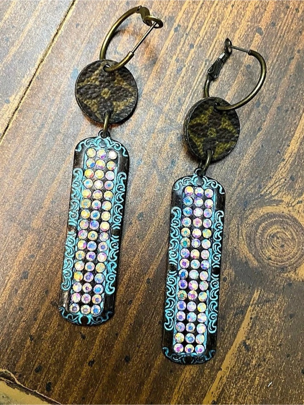 Keep it Gypsy Blue & Black Statement Earrings Like New